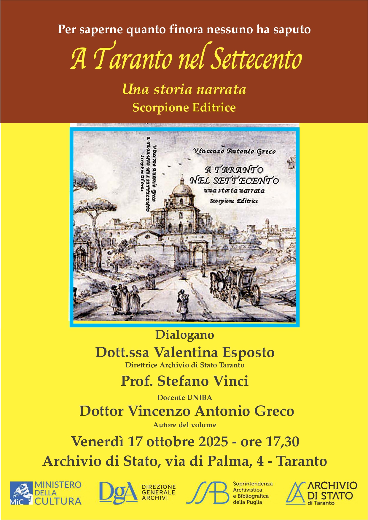 Presentazione del libro di Vincenzo Antonio Greco: A Taranto nel Settecento: Una storia narrata